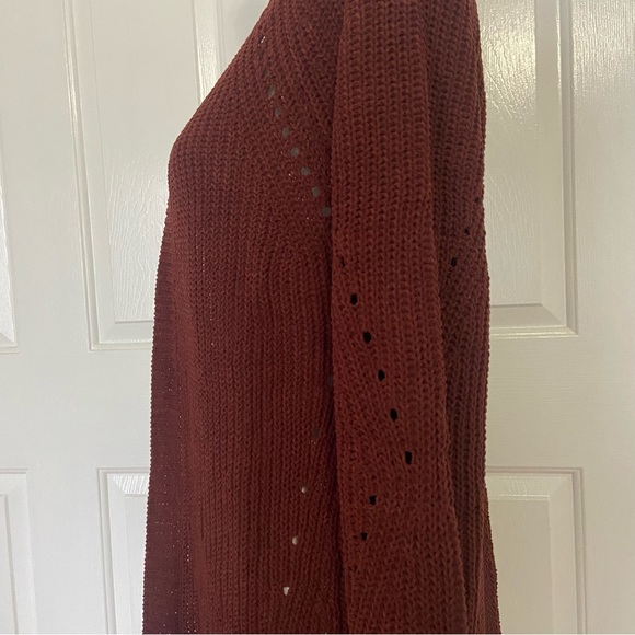 NWOT Stitch Fix Love Ellie Anna Pointelle Detail Cardigan Sweater Rust Medium M - Picture 3 of 8
